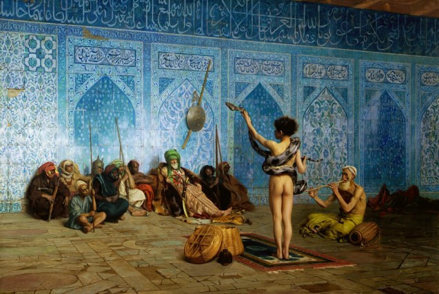 The cover of Said's Orientalism contained a detail from the 19th-century Orientalist painting The Snake Charmer, @ Jean-Léon Gérôme (1824–1904).