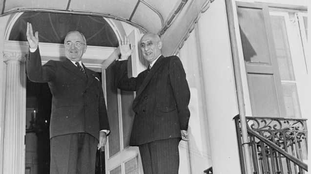 U.S. President Harry Truman, left, and Iranian Prime Minister Mohammad Mossadegh, right, stand together on Oct. 23, 1951. The coup d’état that led to the democratically elected Mossadegh’s ouster two years later was orchestrated by the U.S. CIA, newly declassified documents confirm. @Abbie Rowe via Wikimedia Commons)