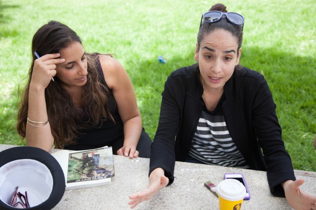 Gil Hilel (left) and Adi Mazor, former combat unit female soldiers, in Hebron, the "sin city". @Udi Goren