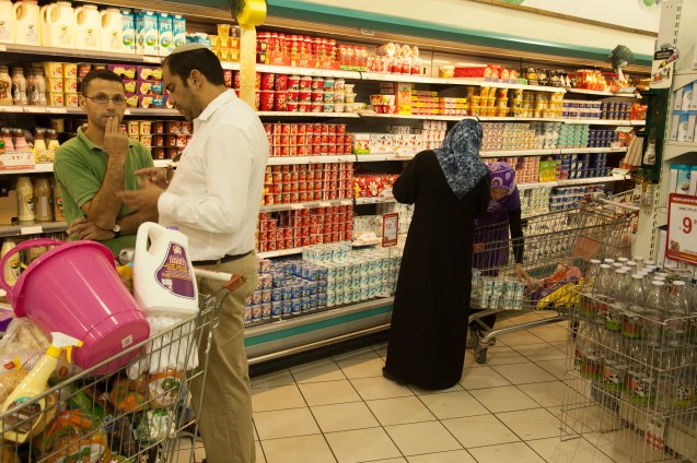 Close to Bat Ayin, part of the Gush Etzion settlements bloc situated between Jerusalem and Hebron, there is a supermarket where Jews and Arabs go shopping. It is a place of silence more than of dialogue. © Udi Goren
