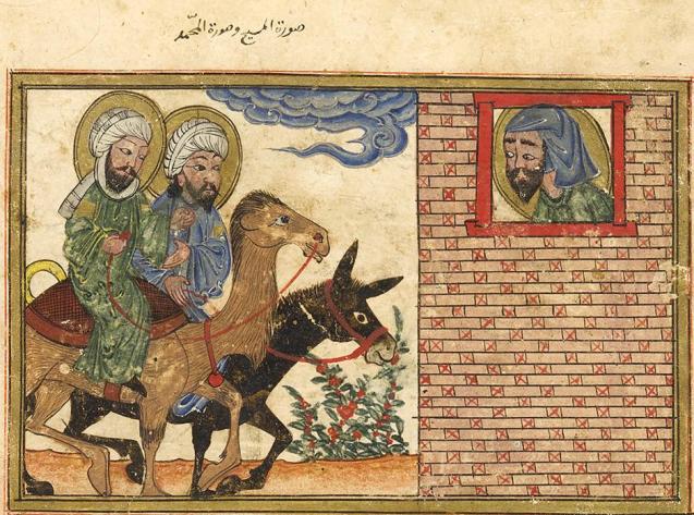 Isaiah’s vision of Jesus riding a donkey and Muhammad riding a camel, al-Biruni, al-Athar al-Baqiyya ‘an al-Qurun al-Khaliyya (Chronology of Ancient Nations), Tabriz, Iran, 1307-8. © Edinburgh University Library | tarekfatah.com