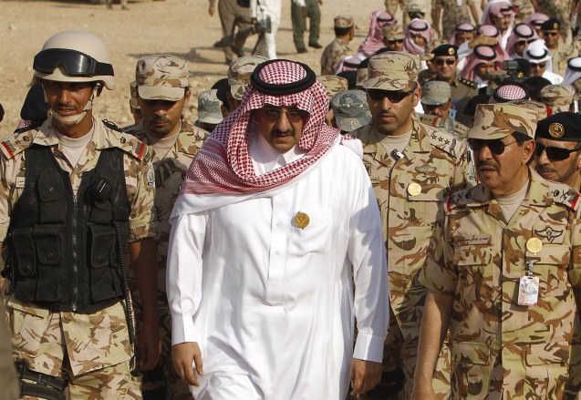Saudi Arabia's Deputy Interior Minister Prince Mohammed bin Nayef arrives for a combat skills demonstration by soldiers graduating from the Saudi Special Forces at a base in Riyadh © Reuters