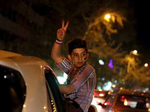 Iranians celebrated in Tehran after the framework was announced. Photo: © Fatemeh Bahrami | Anadolu Agency | Getty Images